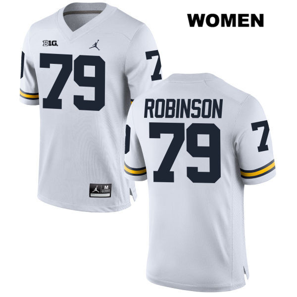 Women's NCAA Michigan Wolverines Greg Robinson #79 White Jordan Brand Authentic Stitched Football College Jersey GC25E63GO